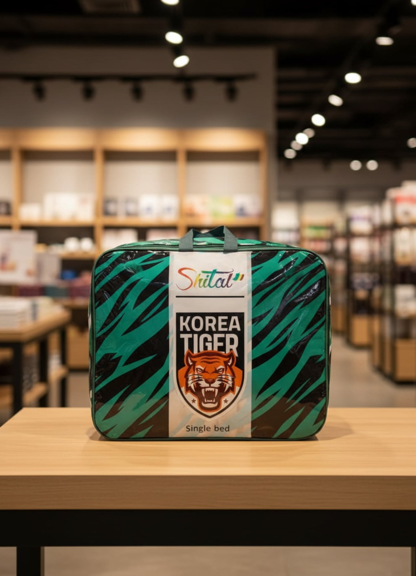 Green Soft Two Ply Mink Single Bed Blanket with Floral Design