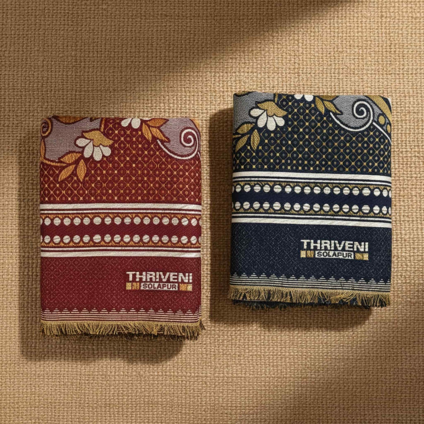 2 Solapur Chaddar Floral Cotton Blanket 60 * 90" Inches