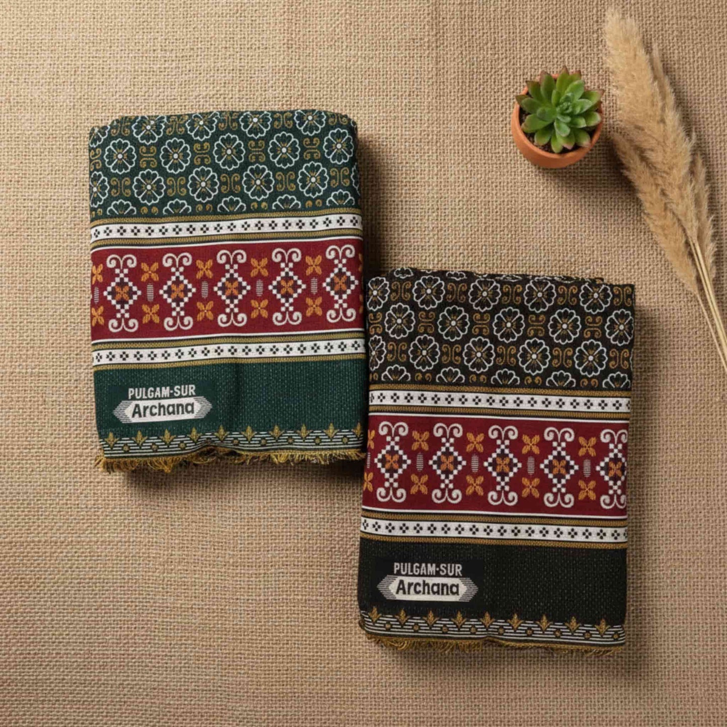 2 Solapur Chaddar Geometric Cotton Blanket 72 * 100" Inches