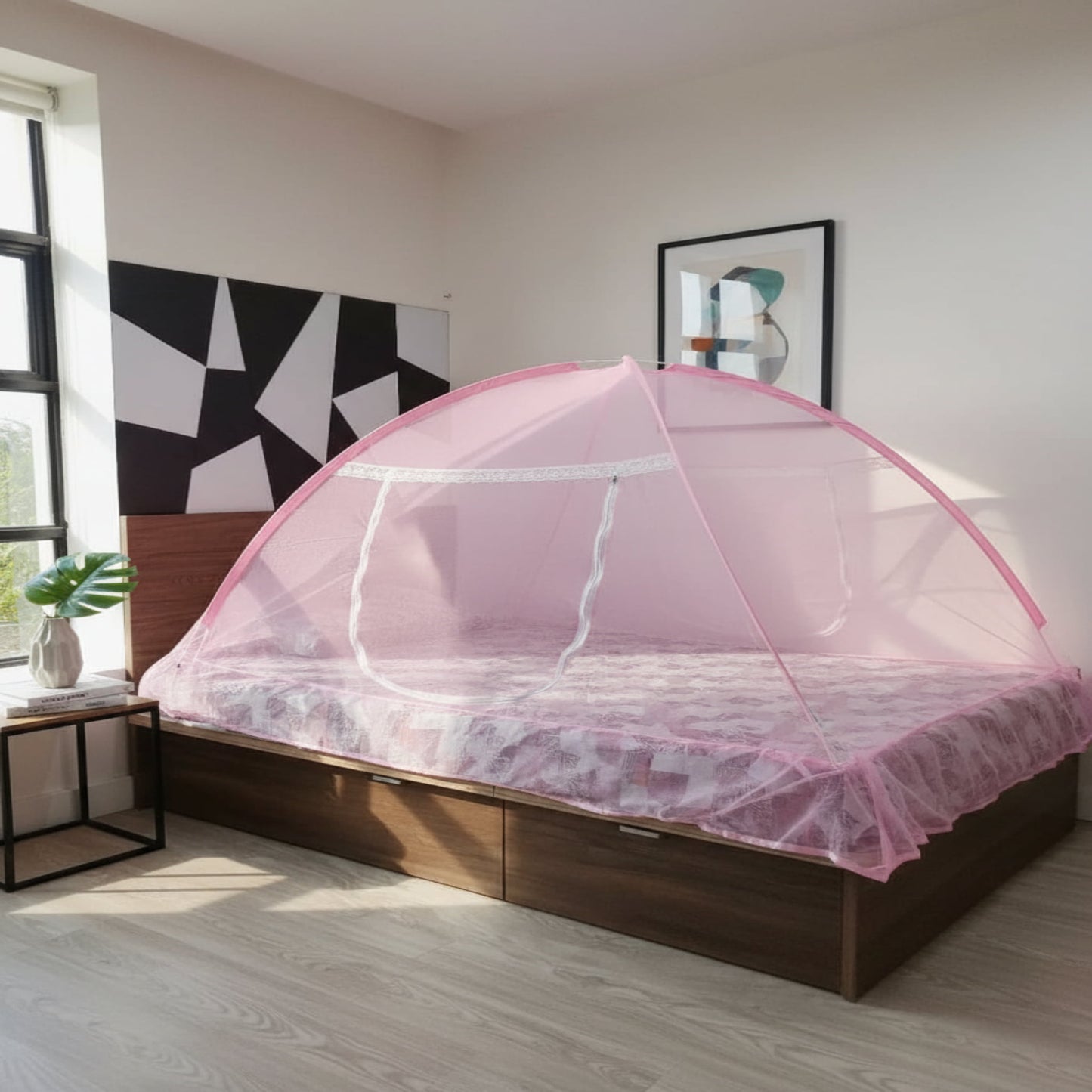 Pink Mosquito Net for Bed Single 4'*6.5'