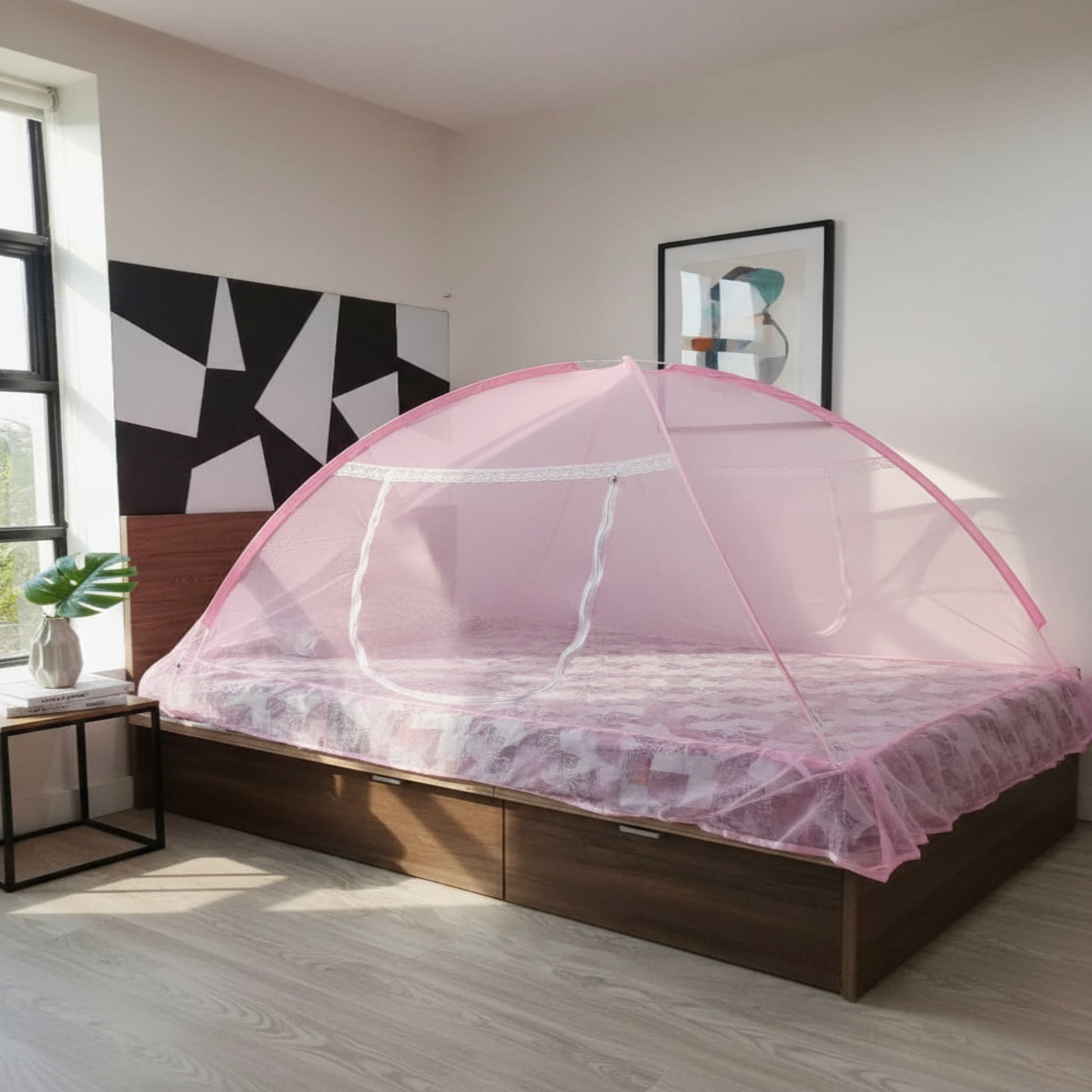 Pink Mosquito Net for Bed Single 4'*6.5'