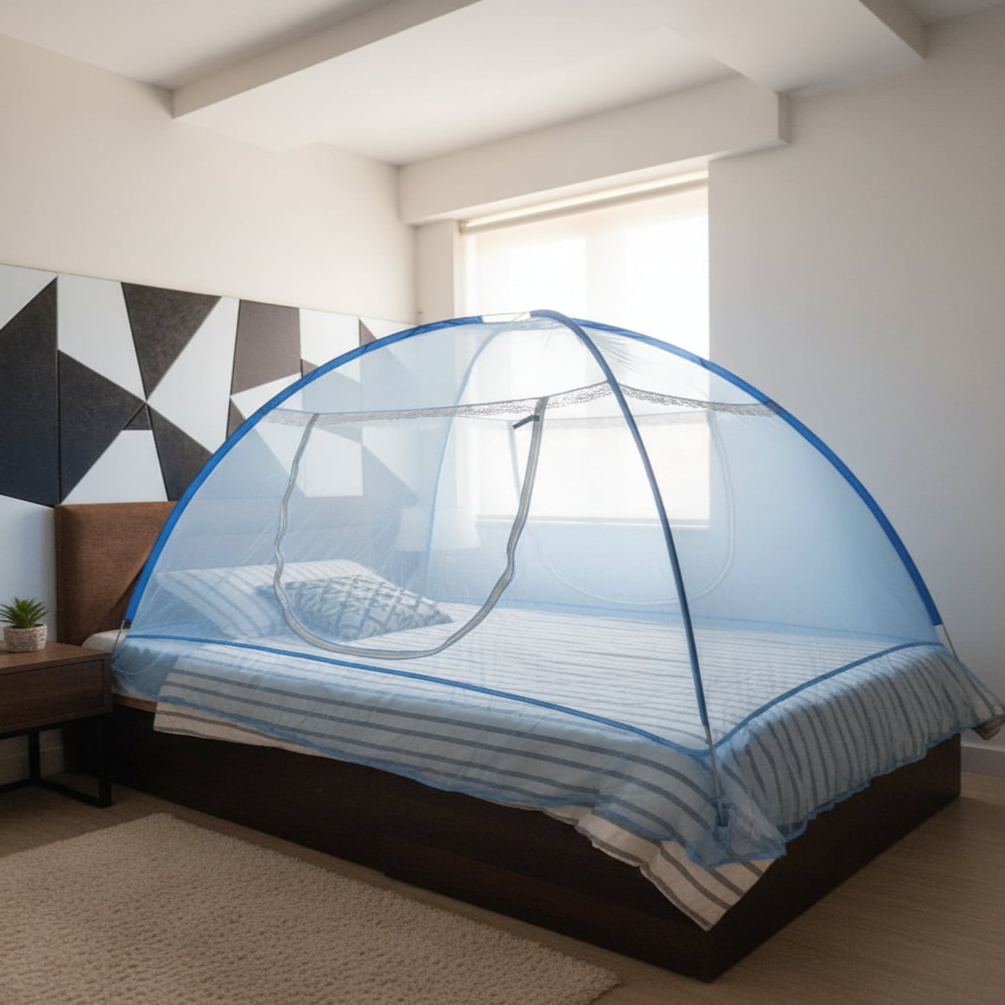 Blue Mosquito Net For Bed Single 4' * 6.5'