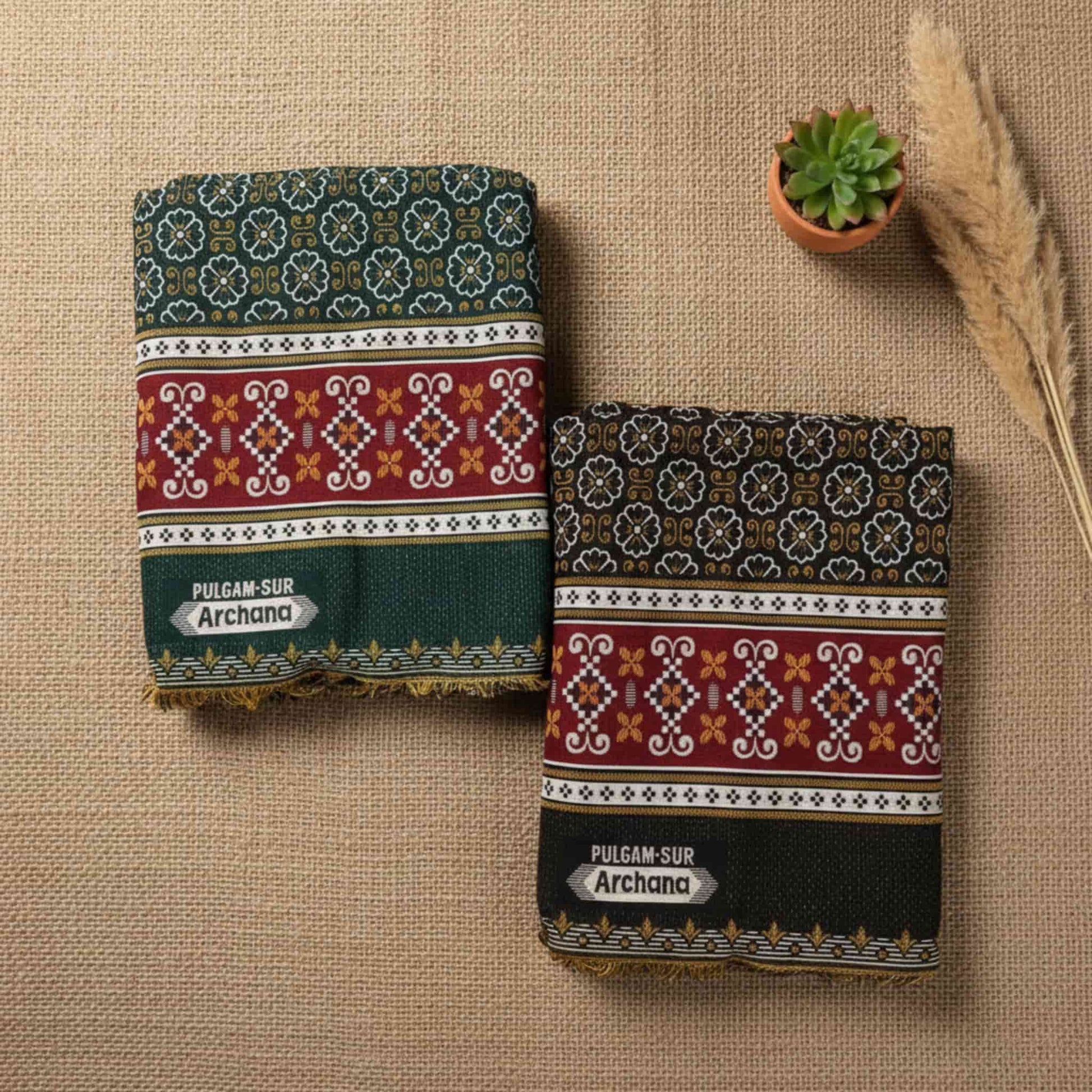 2 Solapur Chaddar Geometric  Cotton Blanket 72 * 100" Inches