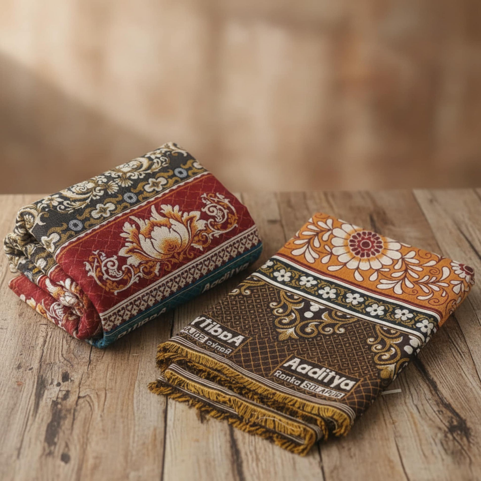 2 Solapur Chaddar floral Cotton Blanket 60 * 90" Inches