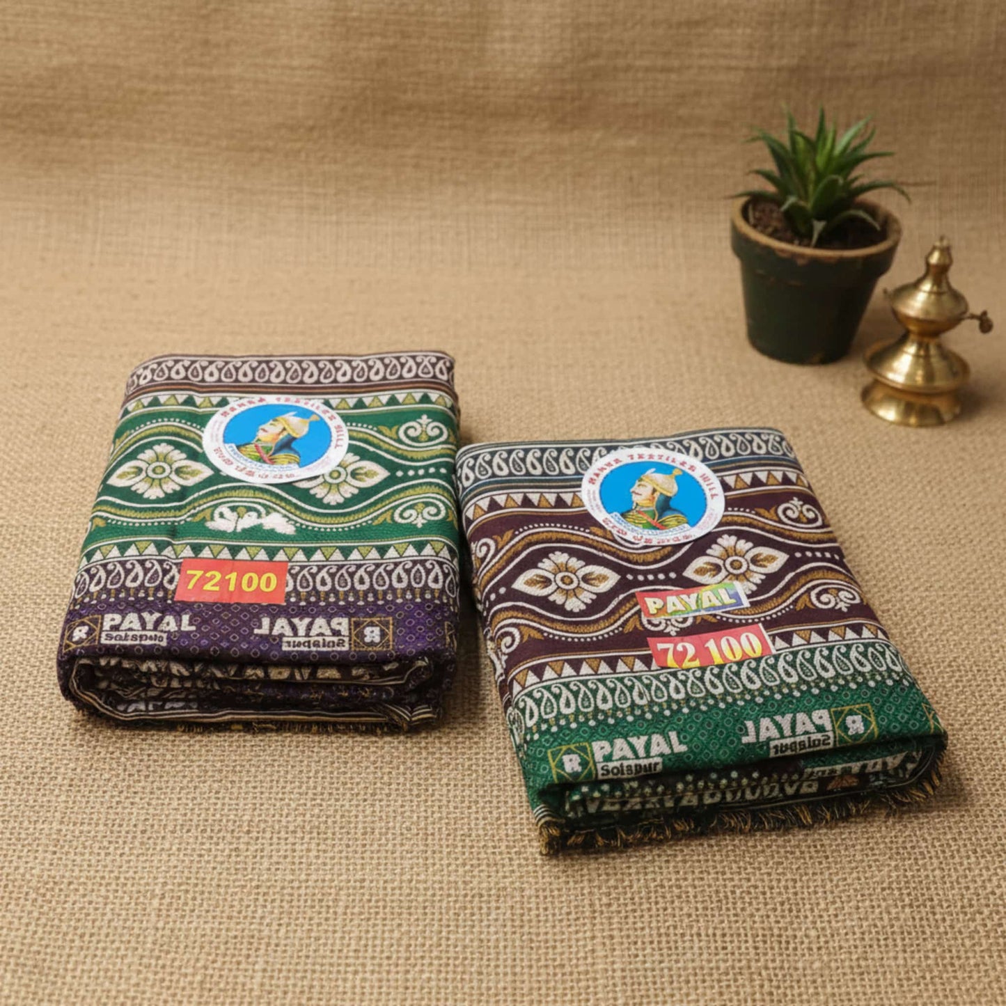 2 Solapur Chaddar Geometric Cotton Blanket  72 * 100" Inches