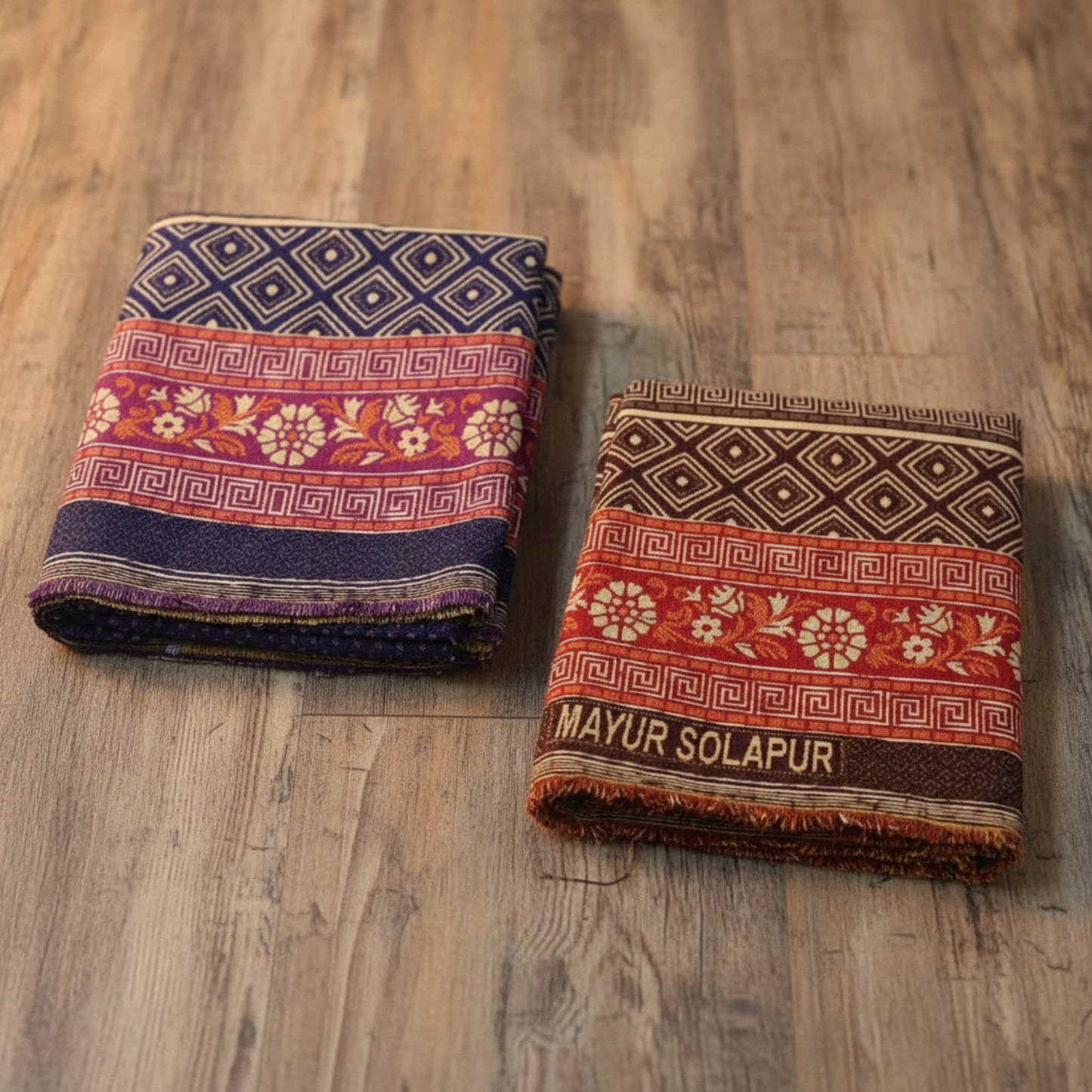 2 Solapur Chaddar Floral Cotton Blanket 60 * 90" Inches