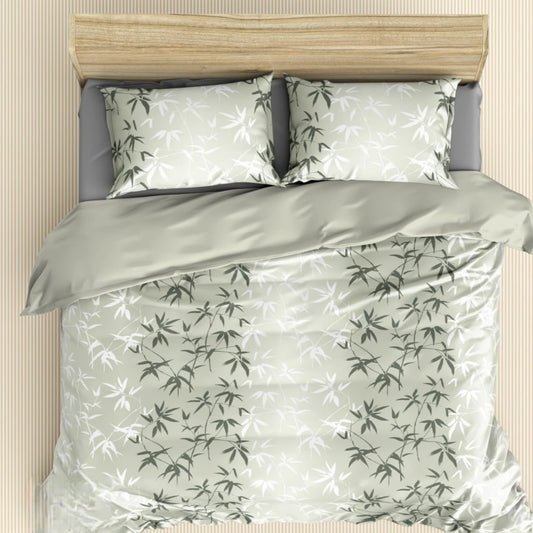 Green Leafy  180TC Cotton Super King Size Bed Sheets With  Pillow Covers