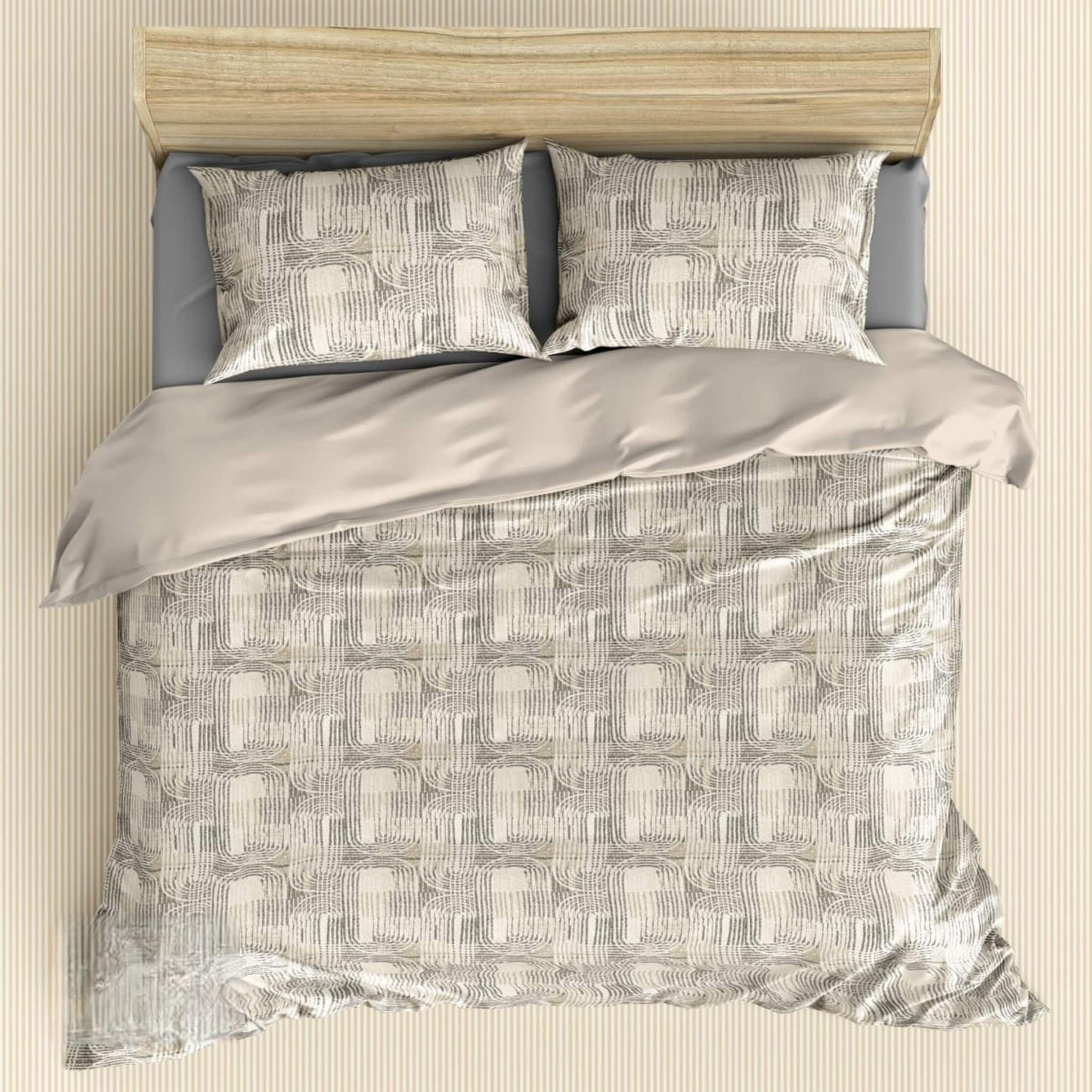 Green Geometric 180TC Cotton Super King Size Bed Sheets With 2 Pillow Covers