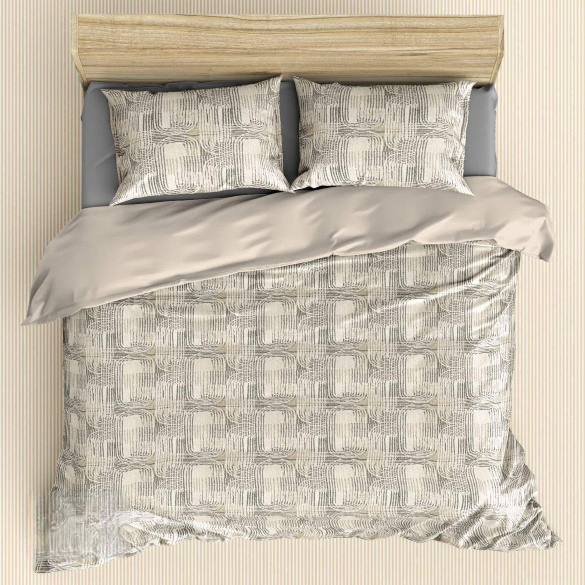 Green Geometric 180TC Cotton Super King Size Bed Sheets With 2 Pillow Covers