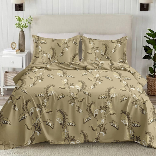 Beige Double Bed King Size Bed sheet 