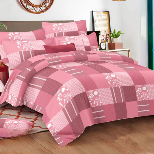 Pink Cotton Double Bedsheet