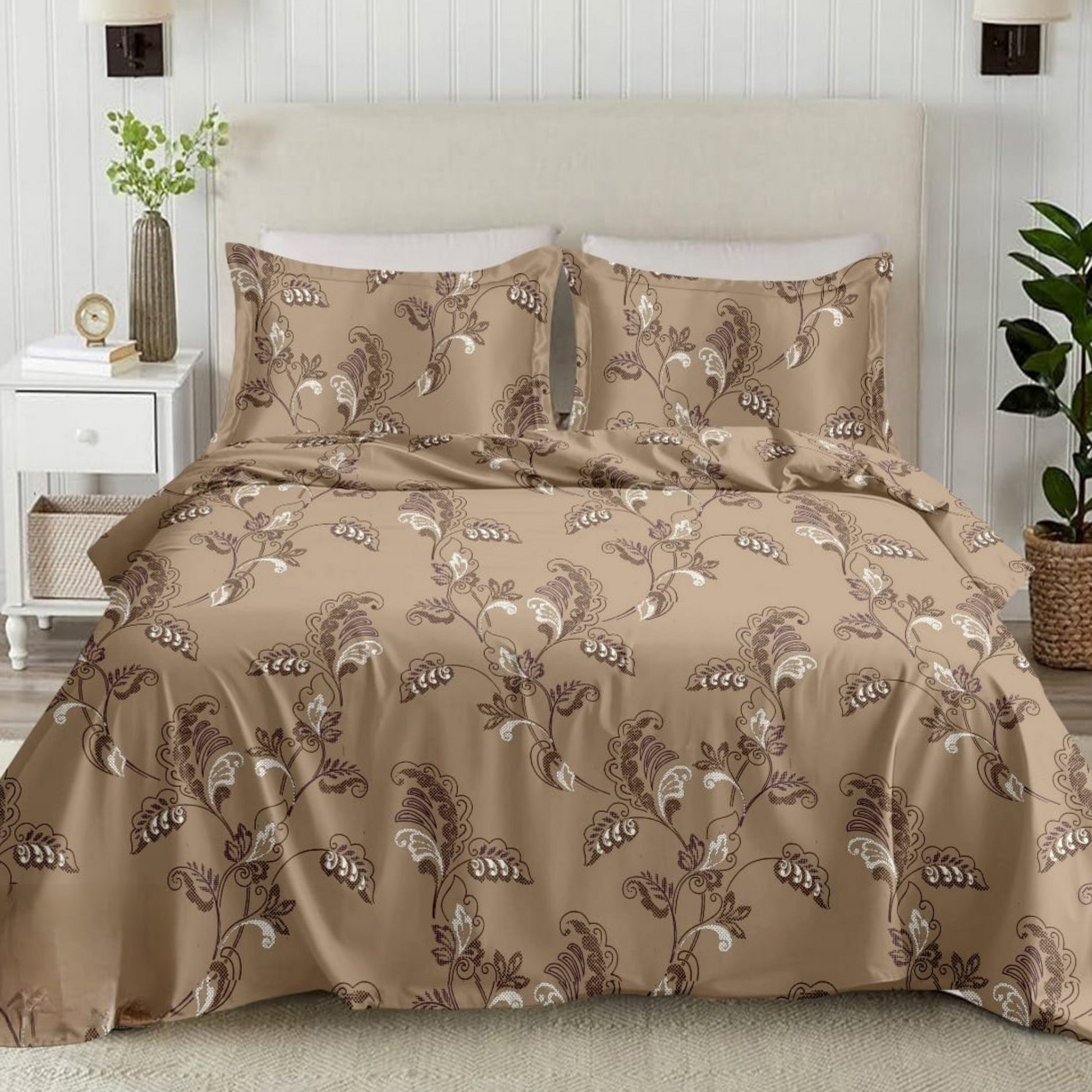 Brown Double Bed King Size Bed sheet 