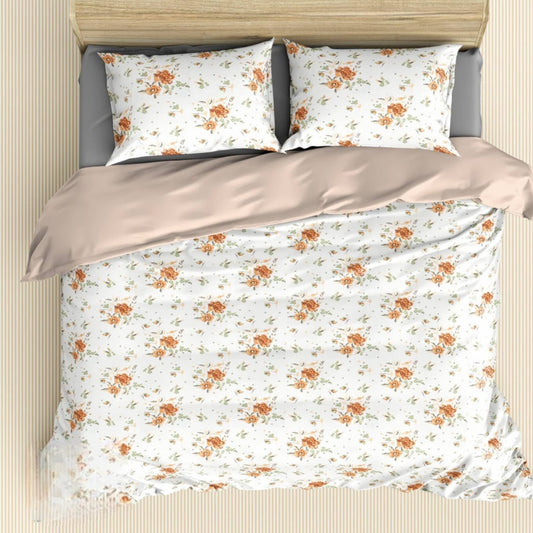 White Yellow Floral  180TC Cotton Super King Size Bed Sheets  With  Pillow Covers