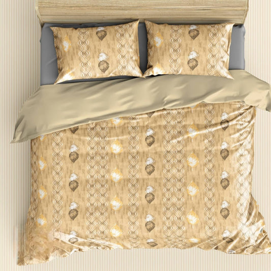 Yellow Geometric  180TC Cotton Super King Size Bed Sheets With Pillow Covers